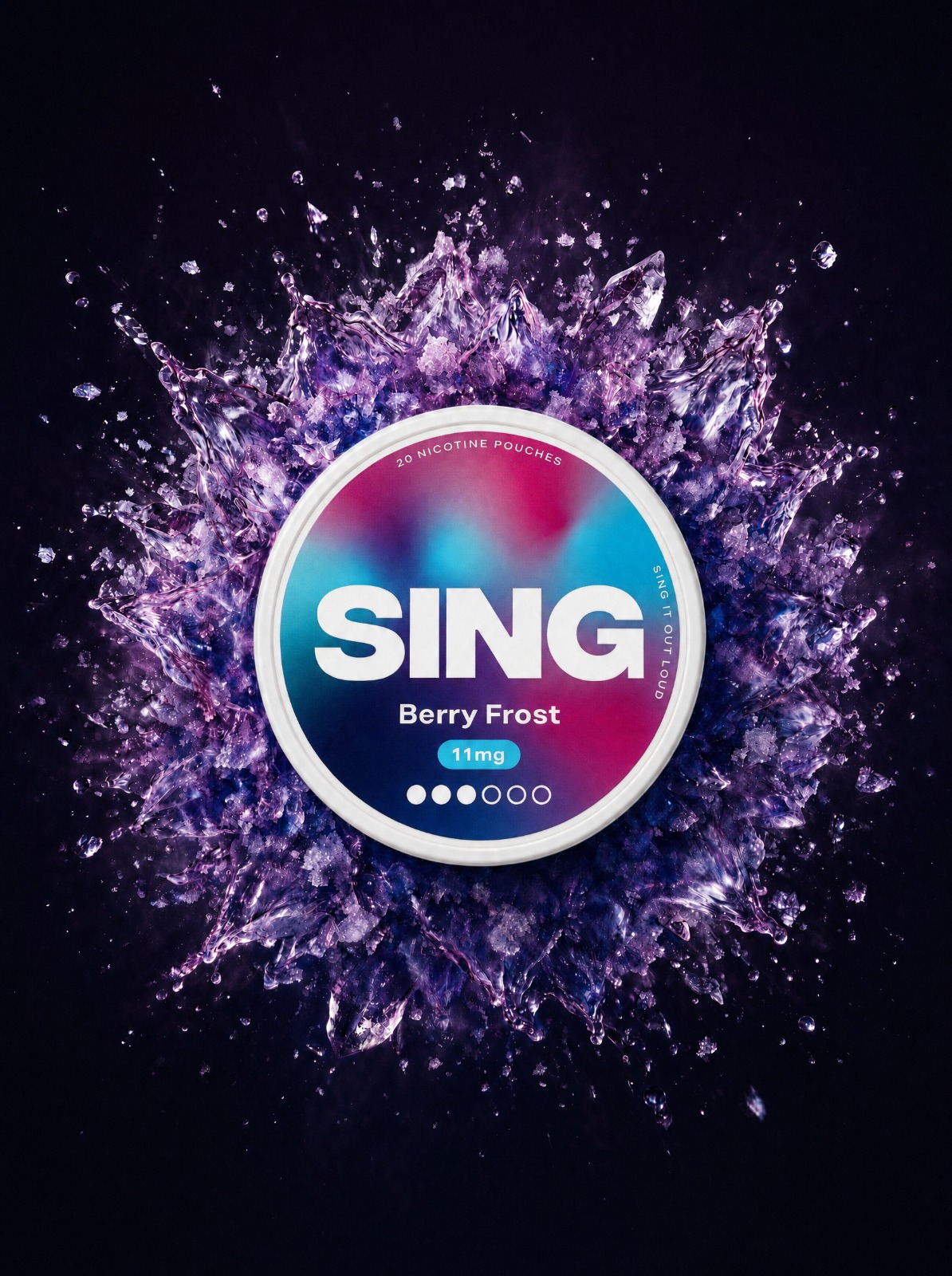 SING Berry Frost nicotine pouch tin