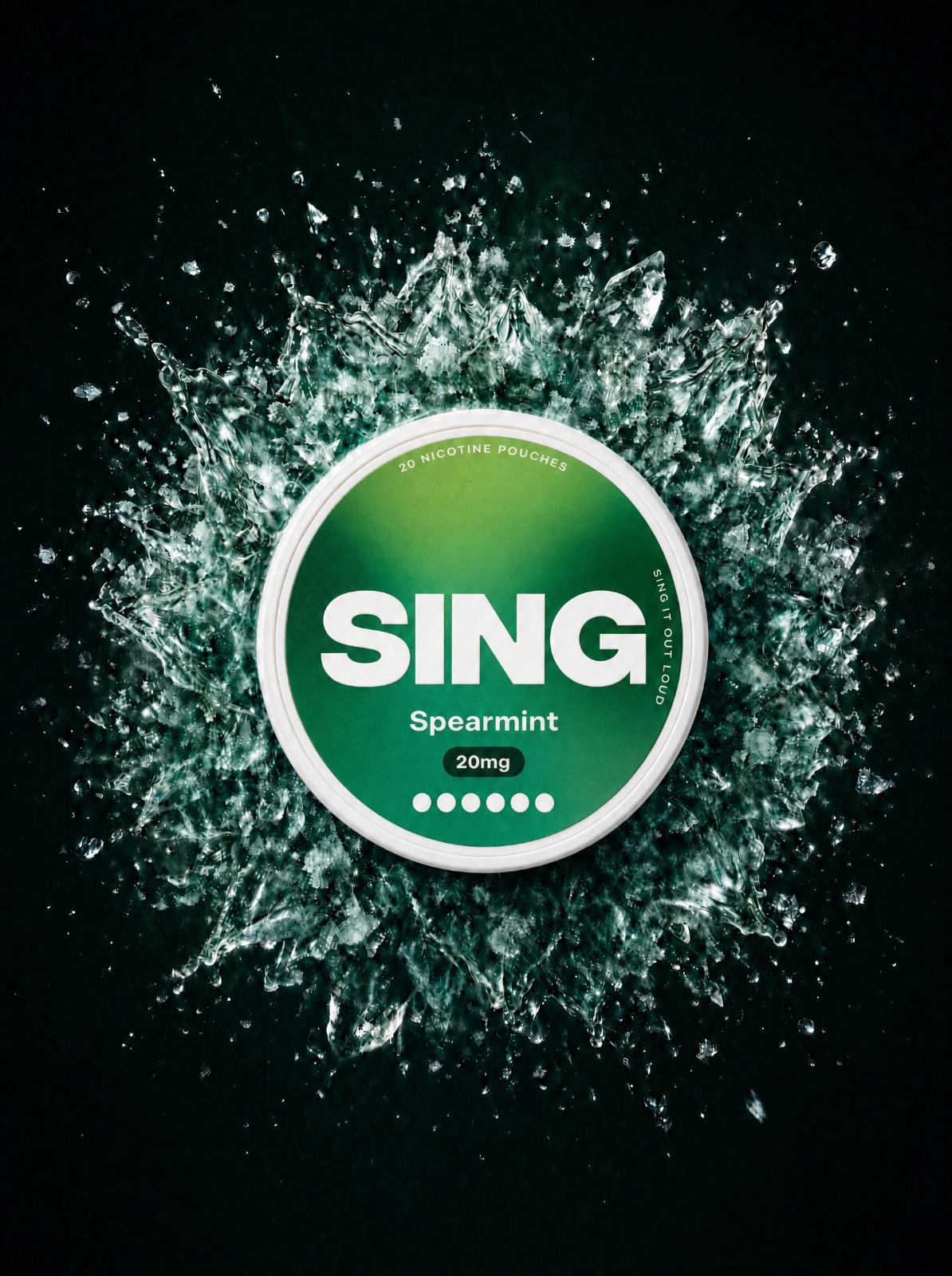 SING Spearmint nicotine pouch tin