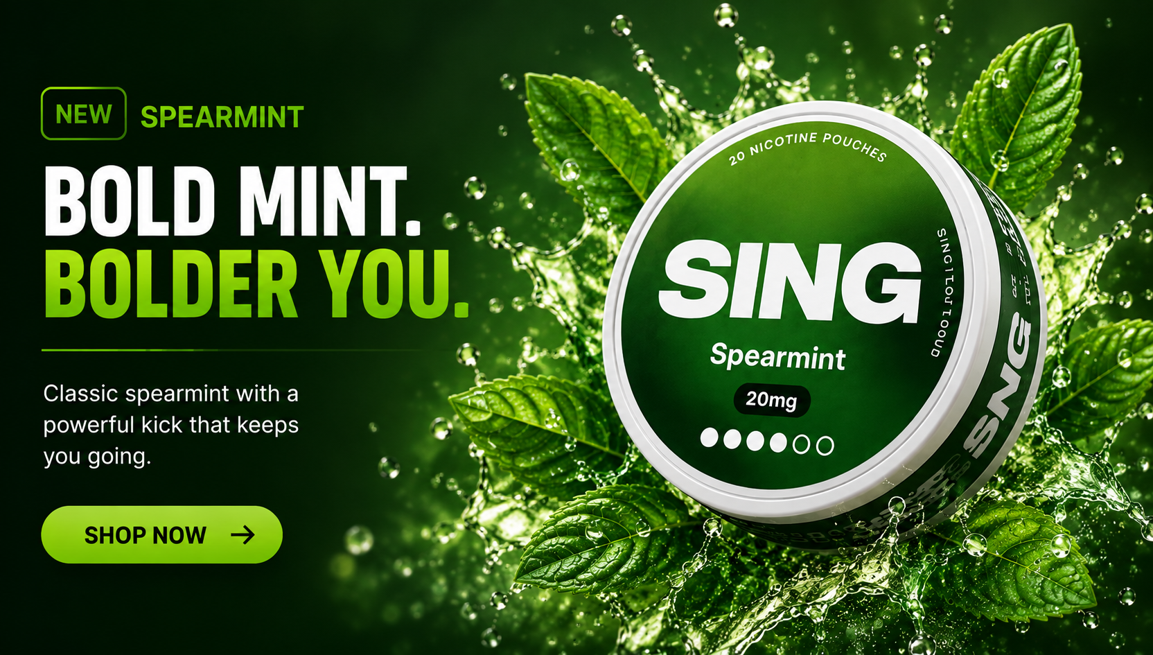 SING Spearmint — classic spearmint with a powerful kick