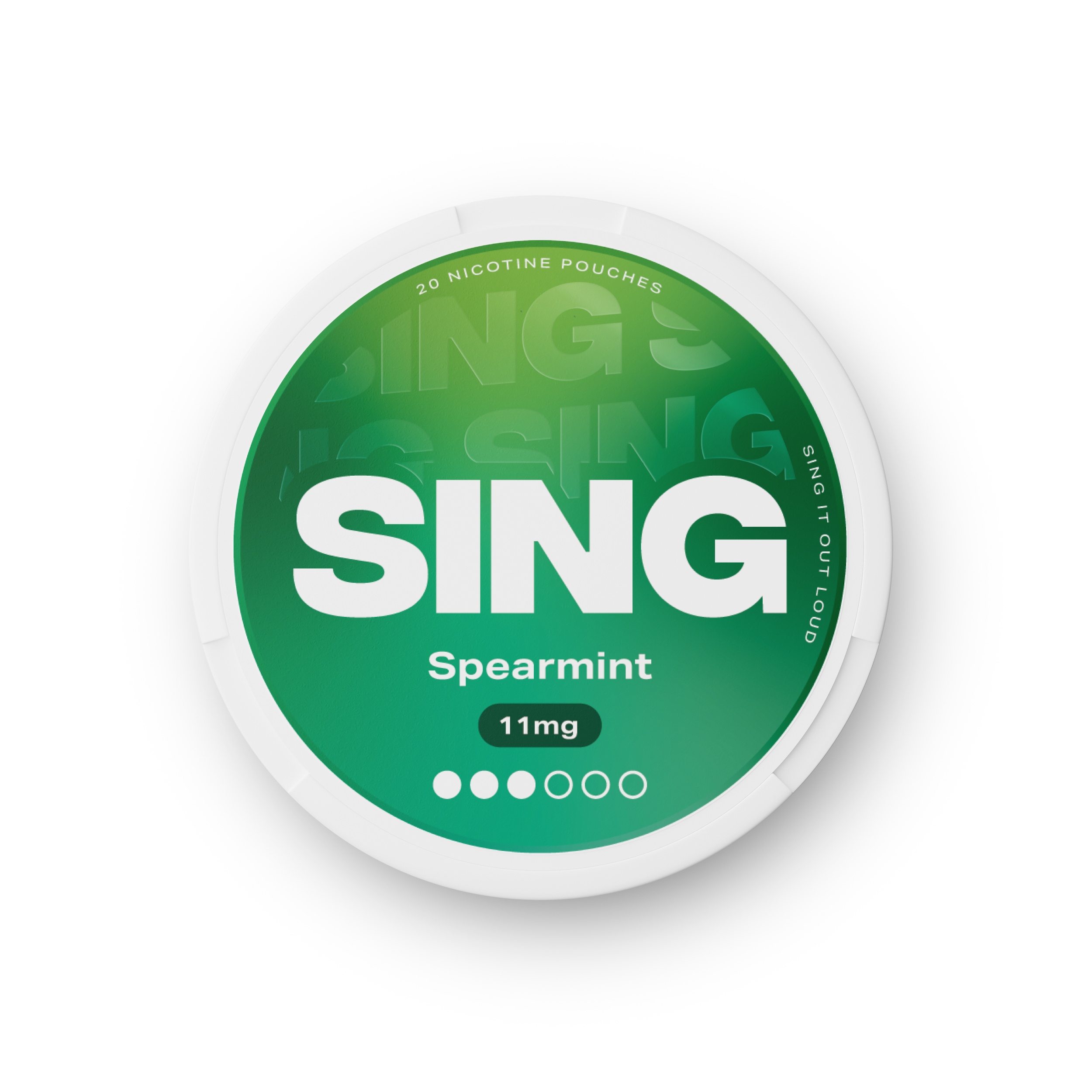 SING Spearmint nicotine pouch tin