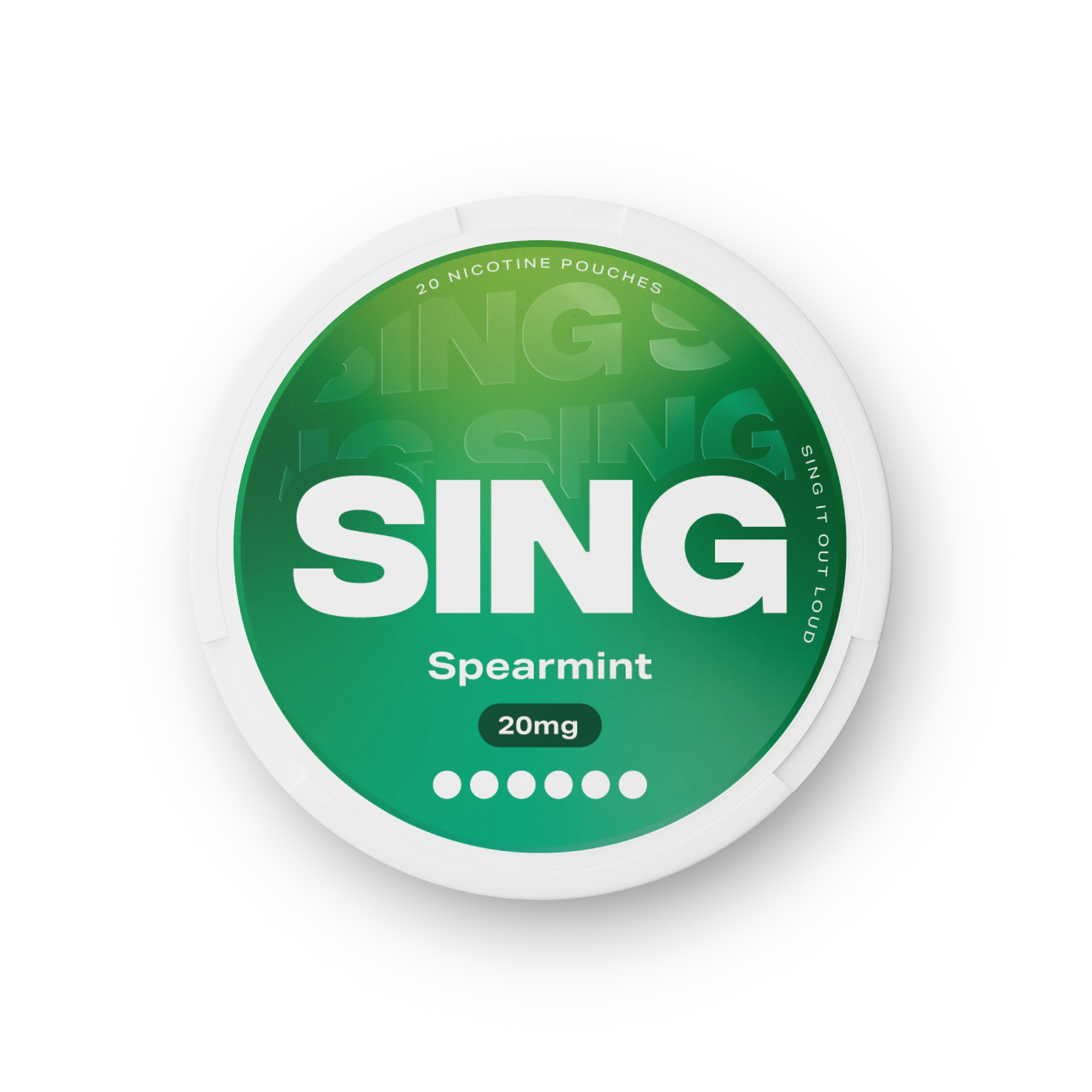 SING Spearmint nicotine pouch tin — 20mg