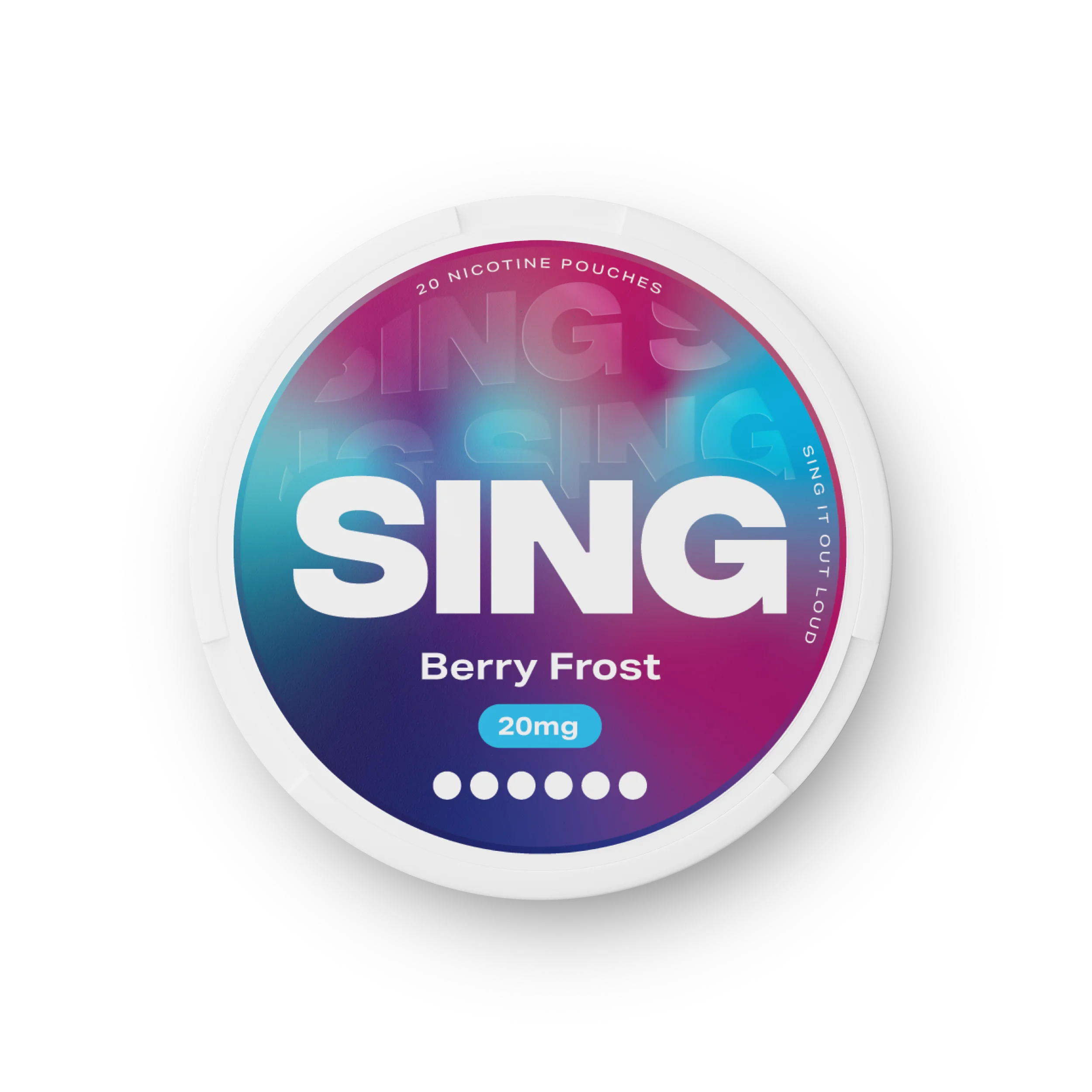 SING Berry Frost nicotine pouch tin — 20mg